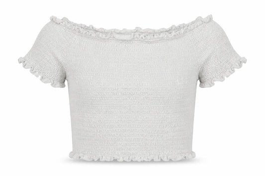 Primark Girls White Polyester Basic Blouse Size 8-9 Years Boat Neck