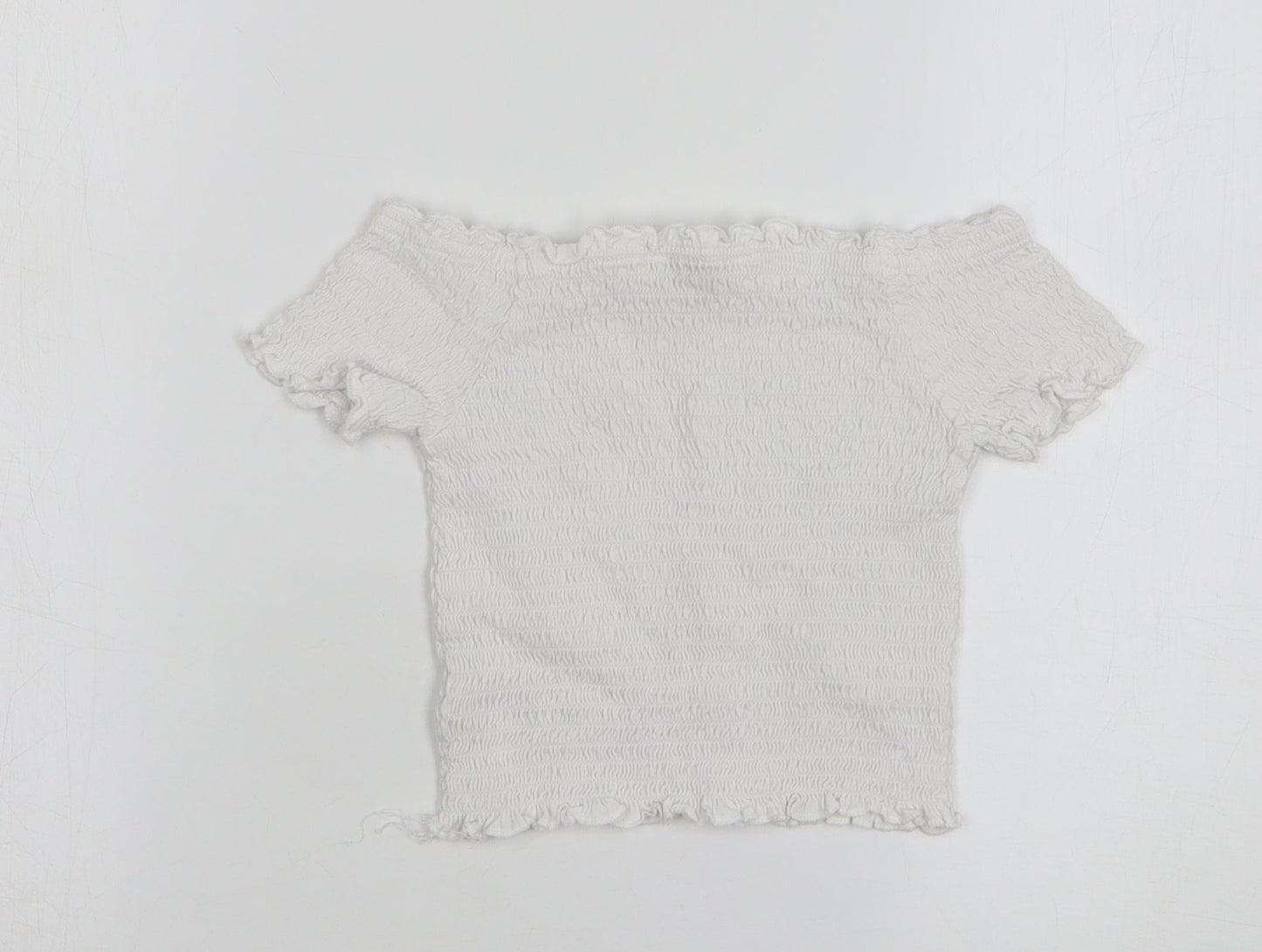 Primark Girls White Polyester Basic Blouse Size 8-9 Years Boat Neck