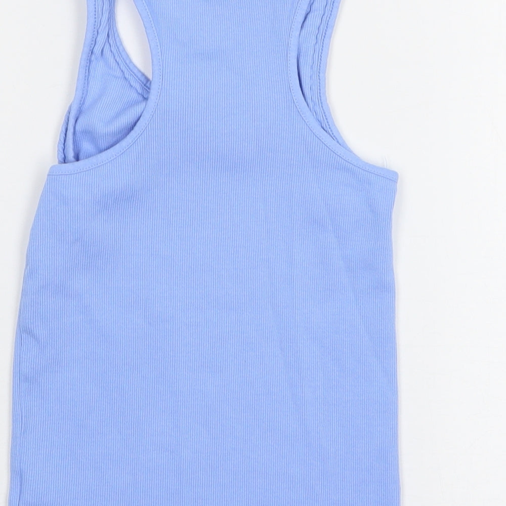 TU Girls Blue Cotton Basic Tank Size 7 Years Round Neck
