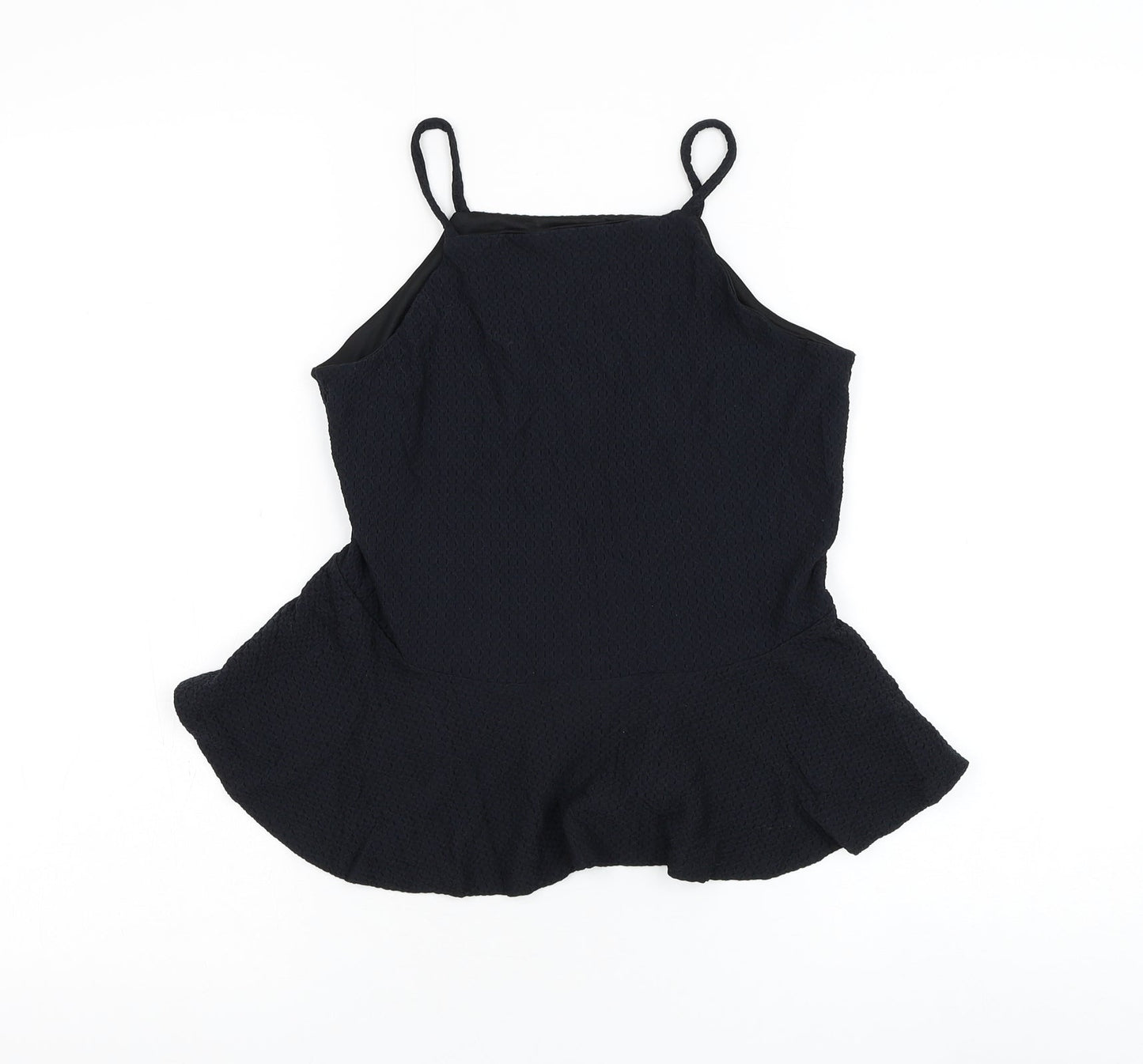 Topshop Womens Black Nylon Basic Tank Size 10 Round Neck