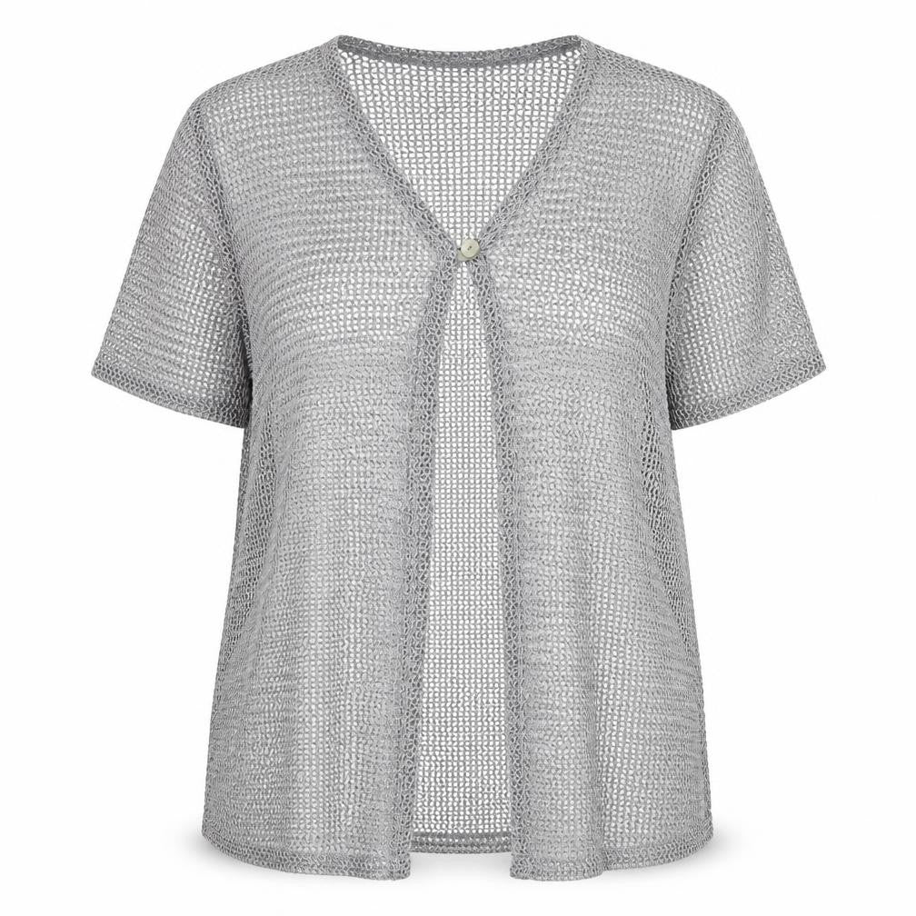 Faber Womens Grey Round Neck Polyester Cardigan Jumper Size L