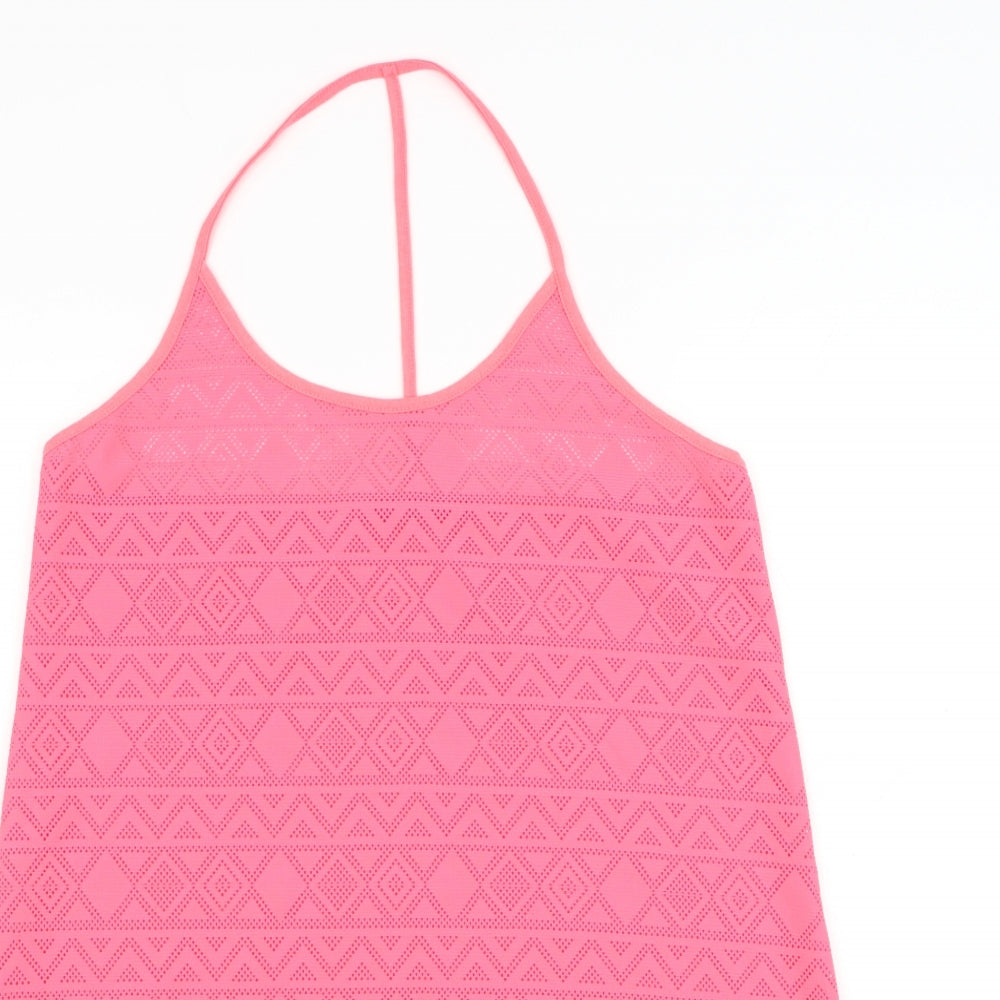 Resort Womens Pink Polyester Basic Tank Size 12 Round Neck