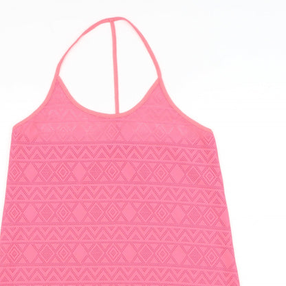 Resort Womens Pink Polyester Basic Tank Size 12 Round Neck