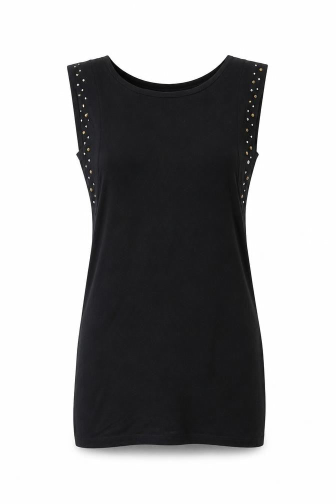 Warehouse Womens Black Viscose Basic T-Shirt Size 10 Round Neck