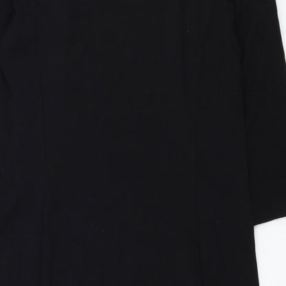 Preloved H&M Womens Black Polyester Basic Blouse Size S Round Neck - Flower hem - Label