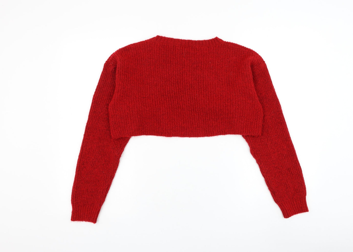 New Look Womens Red Round Neck Acrylic Pullover Jumper Size M