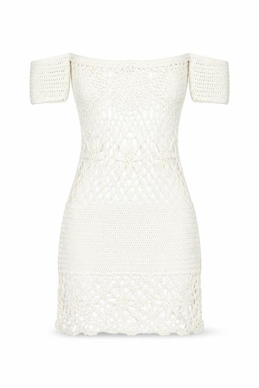 Missguided Womens White Acrylic Pencil Dress Size S Square Neck Pullover - Beach Cover