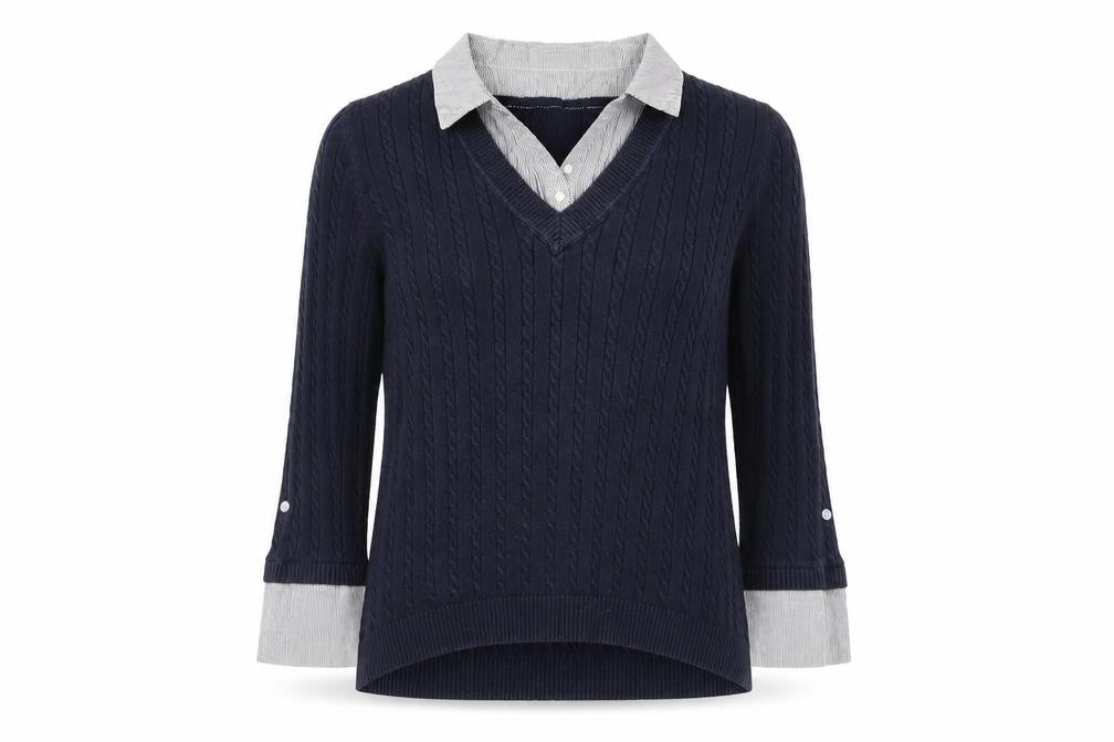Debenhams Womens Blue Collared Cotton Pullover Jumper Size 10