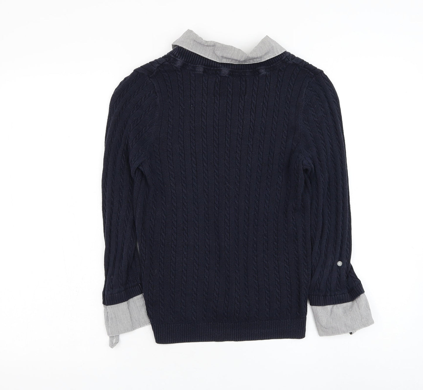 Debenhams Womens Blue Collared Cotton Pullover Jumper Size 10