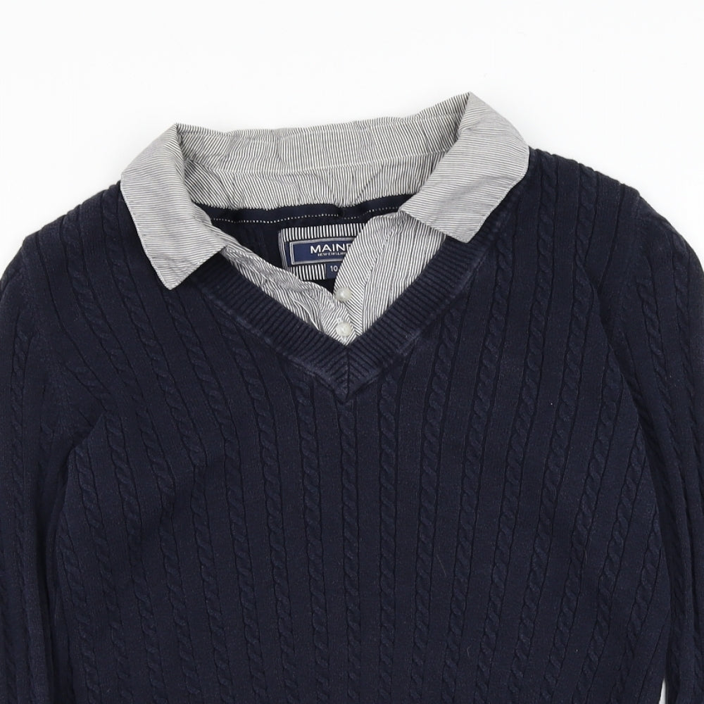 Debenhams Womens Blue Collared Cotton Pullover Jumper Size 10