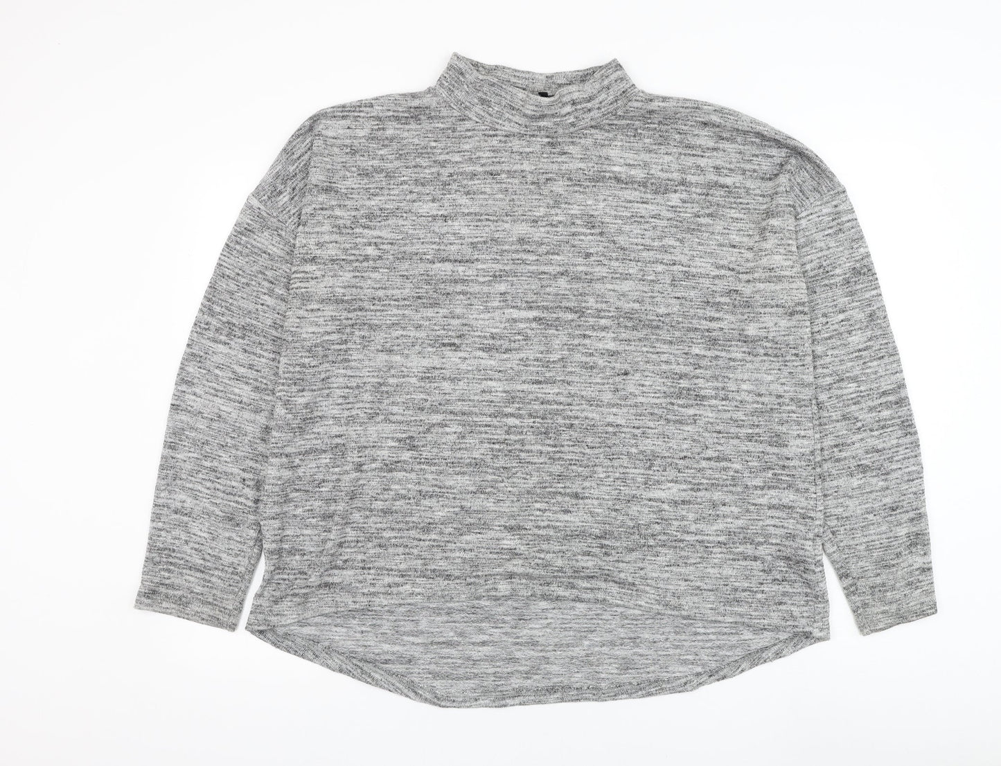 New Look Womens Grey Mock Neck Polyester Pullover Jumper Size 16