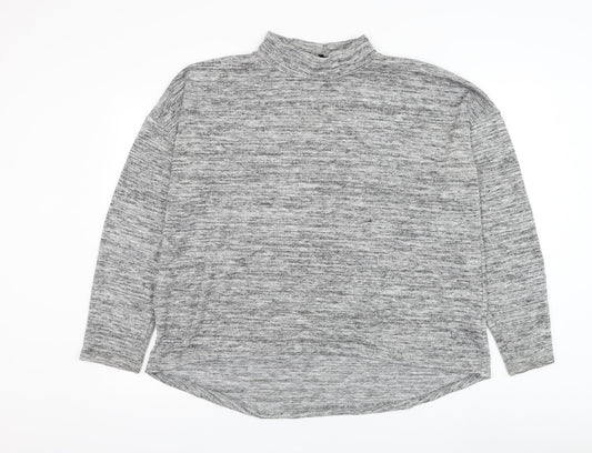New Look Womens Grey Mock Neck Polyester Pullover Jumper Size 16