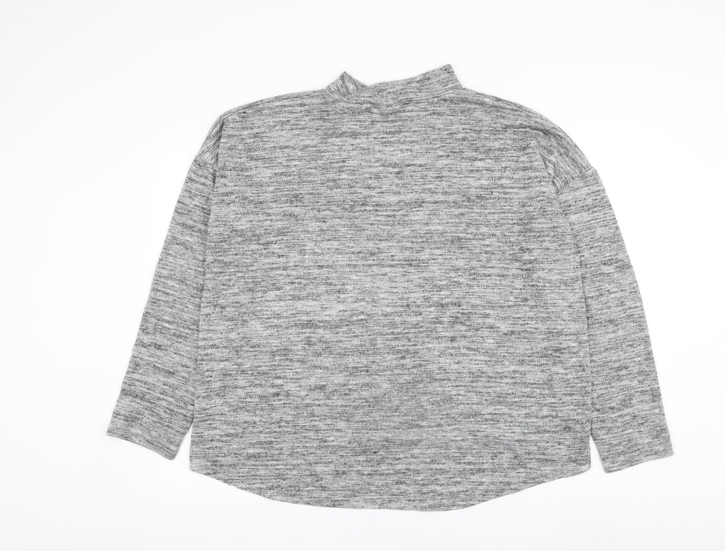 New Look Womens Grey Mock Neck Polyester Pullover Jumper Size 16