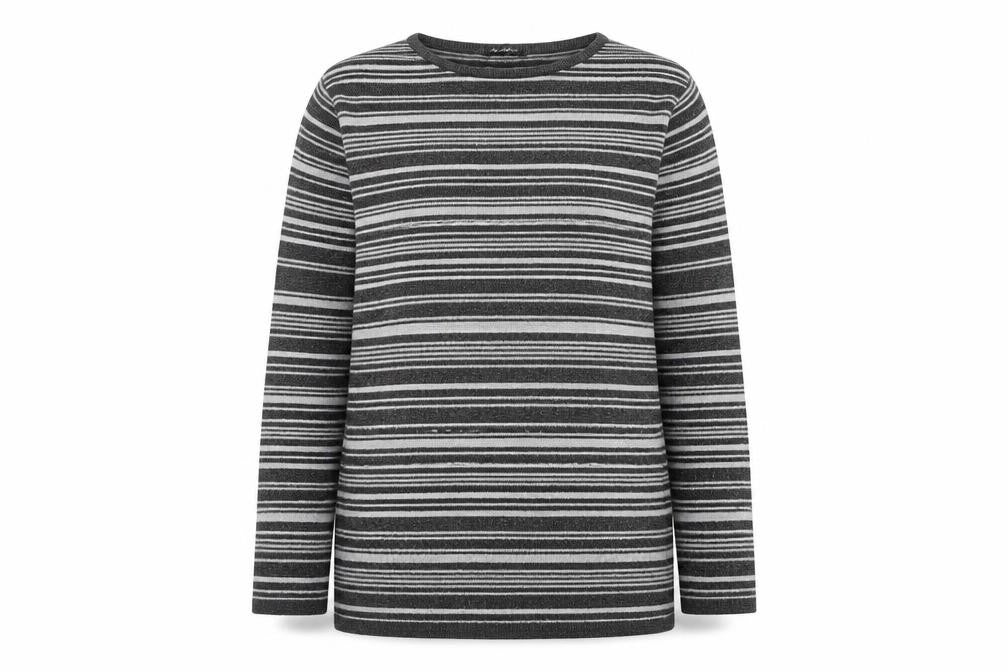 Berkertex Womens Silver Round Neck Striped Acrylic Pullover Jumper Size 10