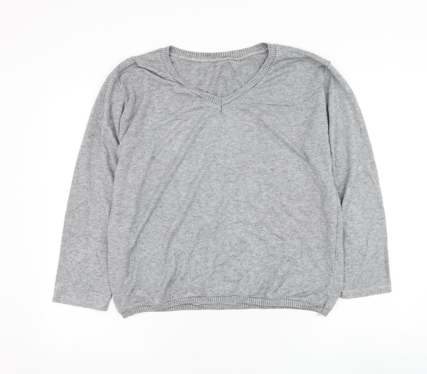 Preworn Womens Grey Round Neck Viscose Pullover Jumper Size M