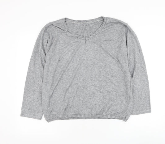 Preworn Womens Grey Round Neck Viscose Pullover Jumper Size M