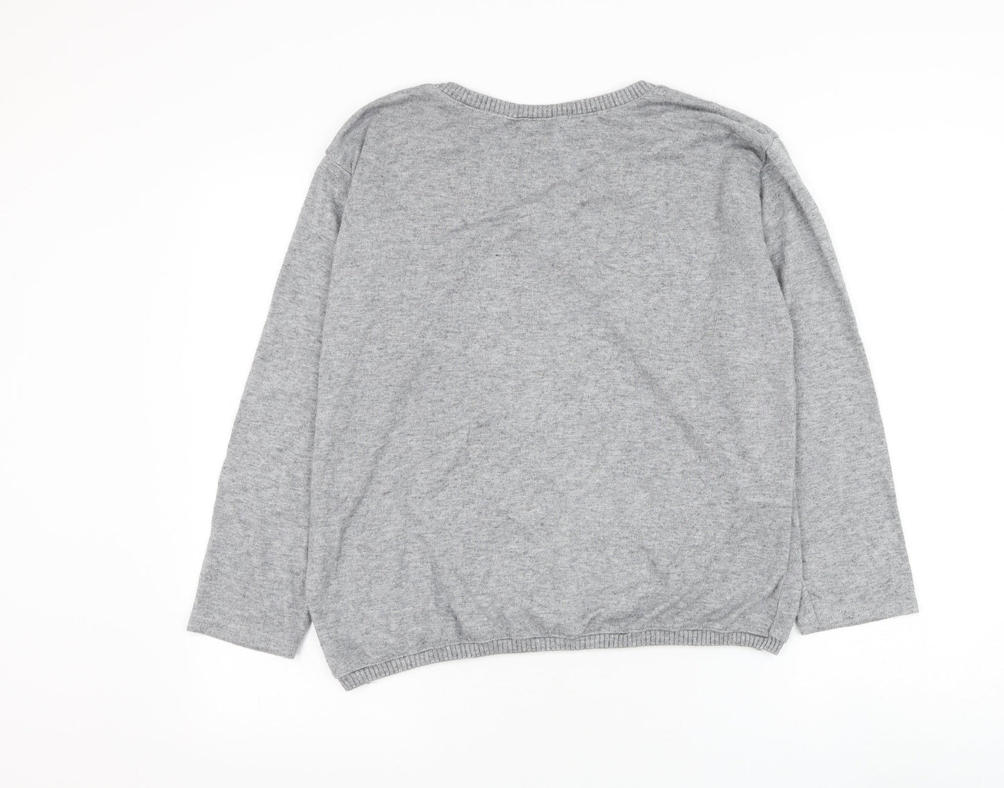 Preworn Womens Grey Round Neck Viscose Pullover Jumper Size M