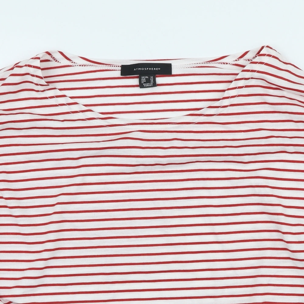 Atmosphere Womens Multicoloured Striped Polyester Basic T-Shirt Size 14 Scoop Neck