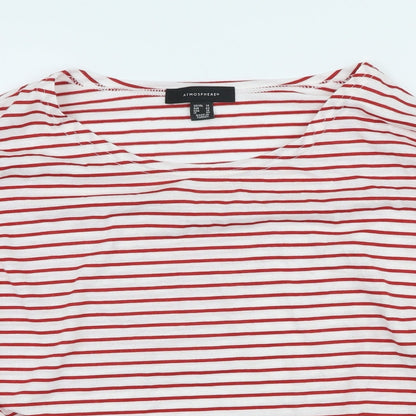 Preloved Atmosphere Womens Multicoloured Striped Polyester Basic T-Shirt Size 14 Scoop Neck - Detail