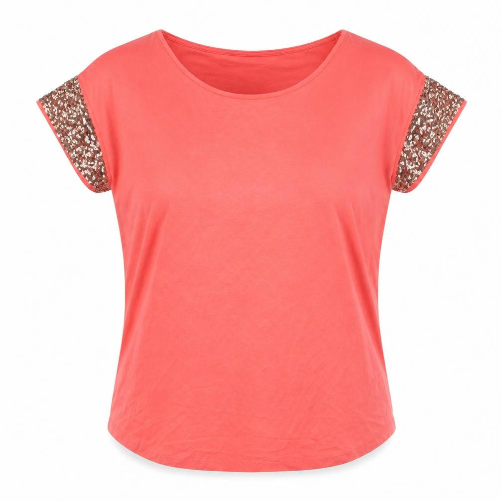 Marks & Spencer Womens Pink Viscose Basic T-Shirt Size 14 Scoop Neck