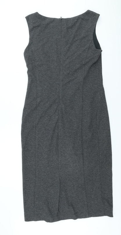 Next Womens Grey Polyester Sheath Size 12 Scoop Neck