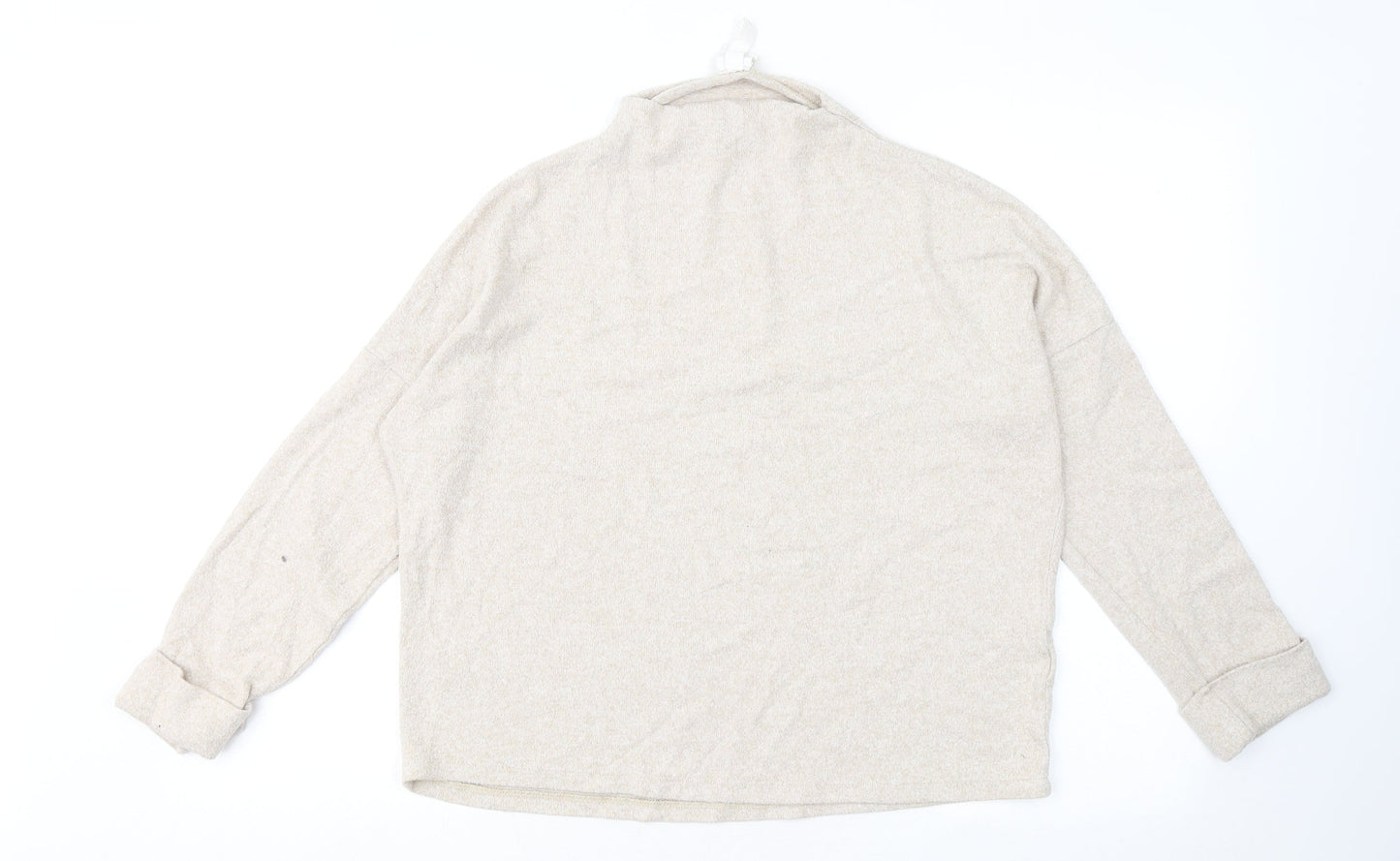 H&M Womens Beige Round Neck Viscose Pullover Jumper Size S