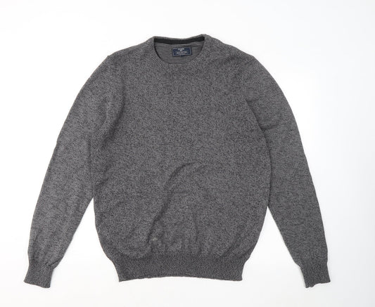 Atlantic Bay Mens Grey Round Neck Cotton Pullover Jumper Size M
