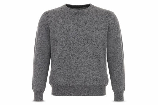 Atlantic Bay Mens Grey Round Neck Cotton Pullover Jumper Size M