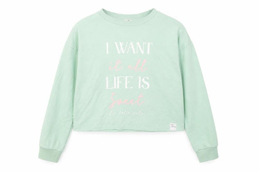 George Girls Green Cotton Pullover Sweatshirt Size 9-10 Years - I want it all Life is sweet