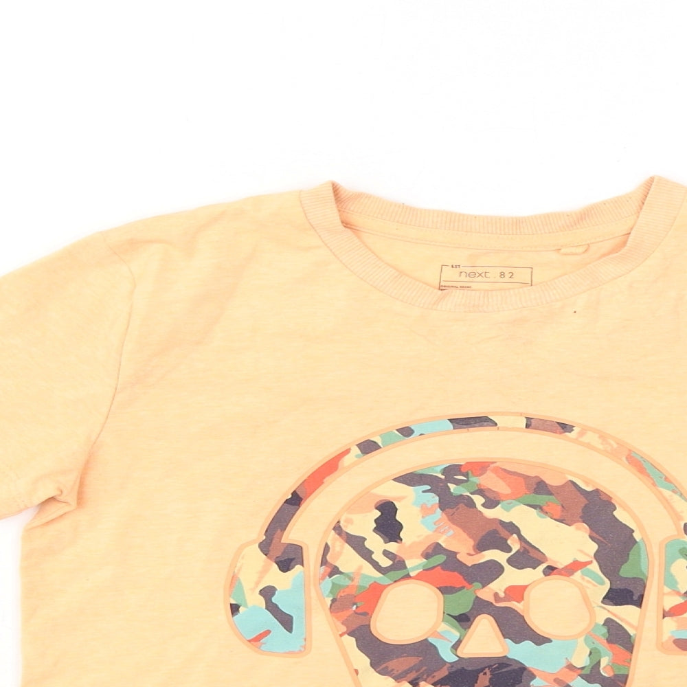 NEXT Boys Orange Cotton Basic T-Shirt Size 8 Years Round Neck - SKULL HEADPHONES