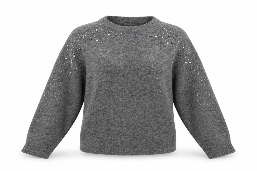H&M Womens Grey Round Neck Acrylic Pullover Jumper Size S