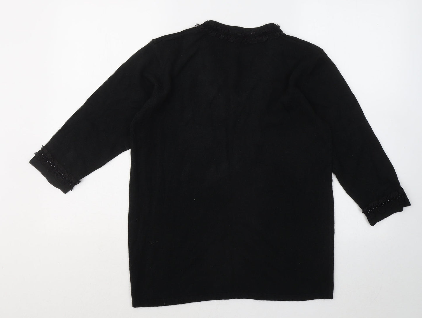Cashmasoft Womens Black V-Neck Acrylic Pullover Jumper Size M