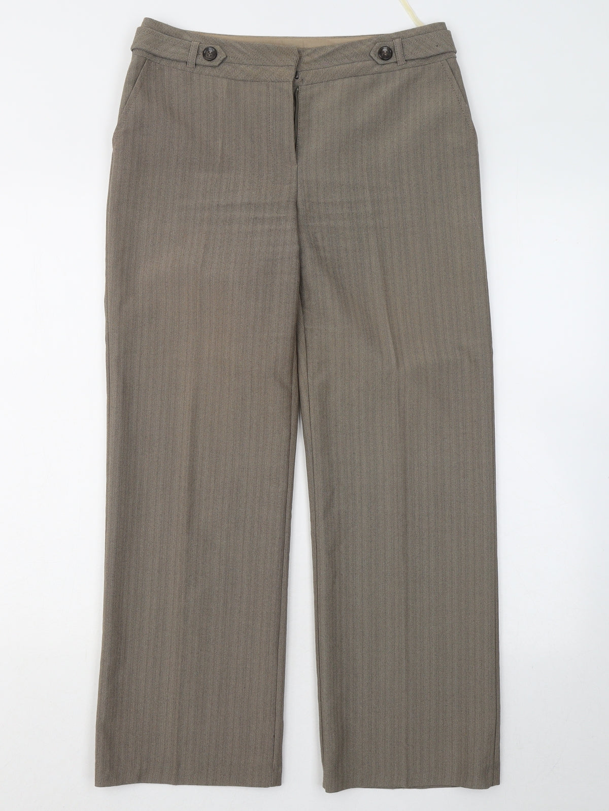 BHS Womens Brown Polyester Trousers Size 8 L25 in Regular