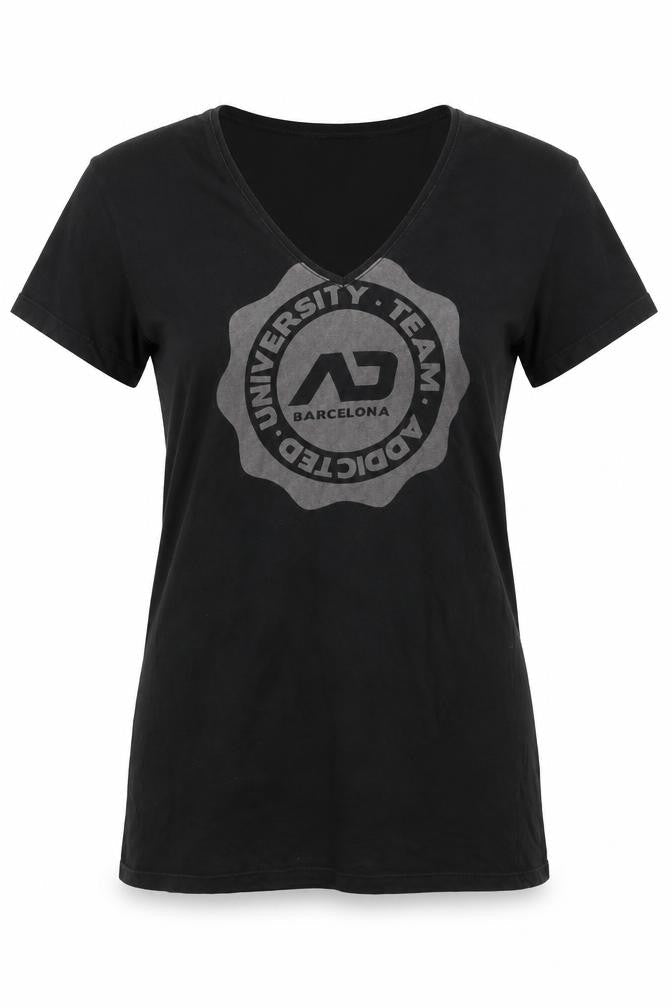 addictied Womens Black Cotton Basic T-Shirt Size S V-Neck