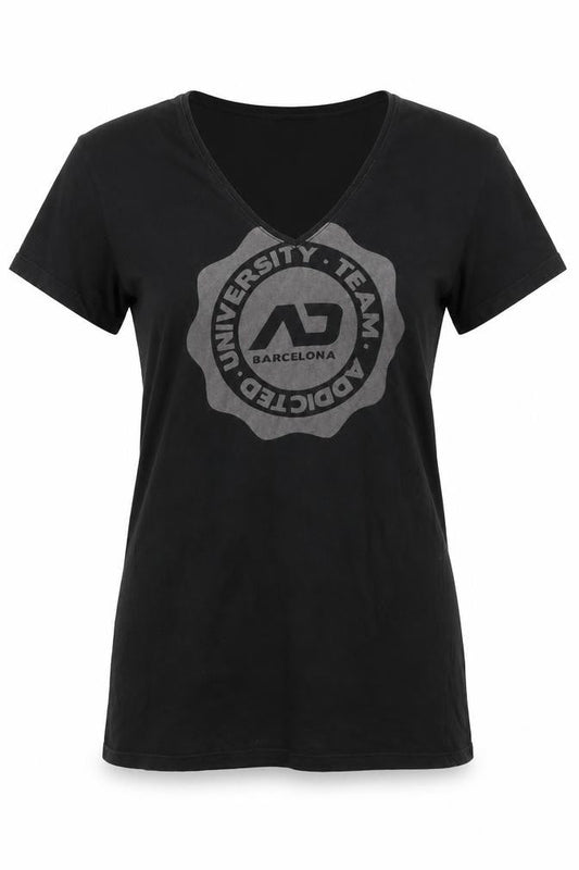 addictied Womens Black Cotton Basic T-Shirt Size S V-Neck