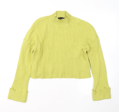 Preloved New Look Womens Yellow Mock Neck Viscose Pullover Jumper Size S - Front