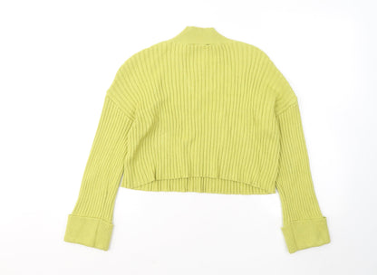 Preloved New Look Womens Yellow Mock Neck Viscose Pullover Jumper Size S - Back