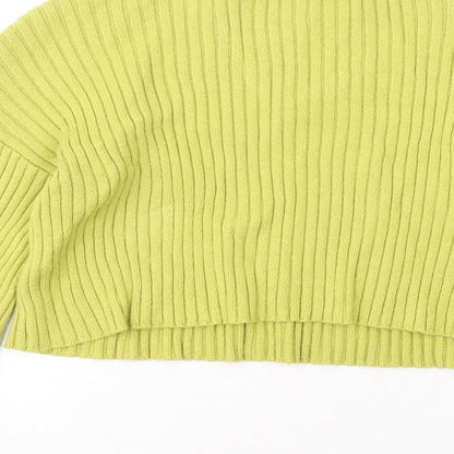 Preloved New Look Womens Yellow Mock Neck Viscose Pullover Jumper Size S - Label