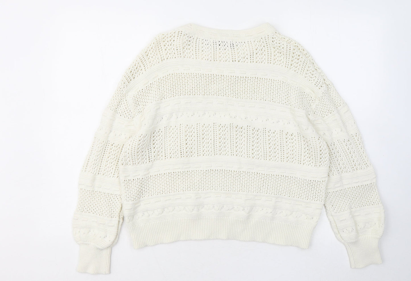 Dorothy Perkins Womens White Round Neck Cotton Pullover Jumper Size 12