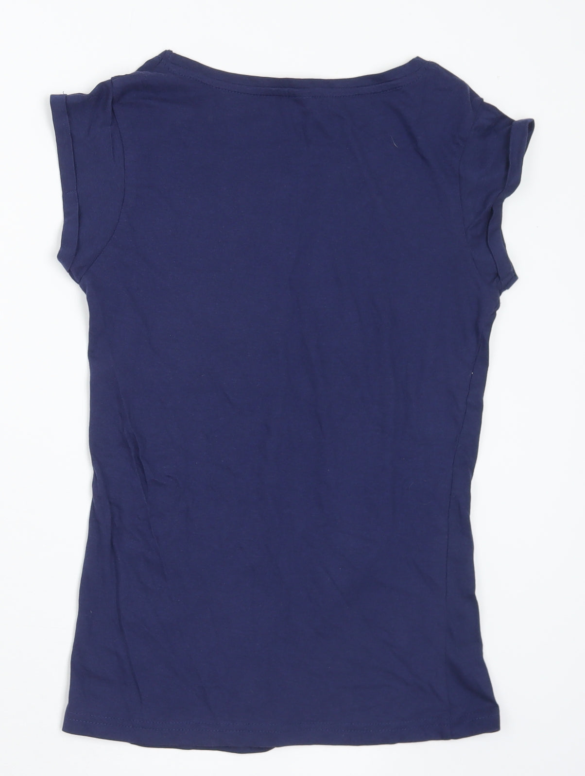 Qucodo Womens Blue Cotton Basic T-Shirt Size S Round Neck - Nice