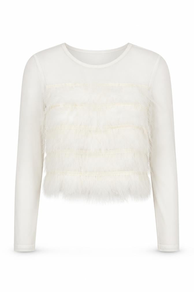 PRETTYLITTLETHING Womens White Polyester Cropped Blouse Size 8 Round Neck