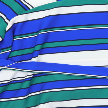H&M Womens Multicoloured Striped Polyester Basic Blouse Size 8 Round Neck