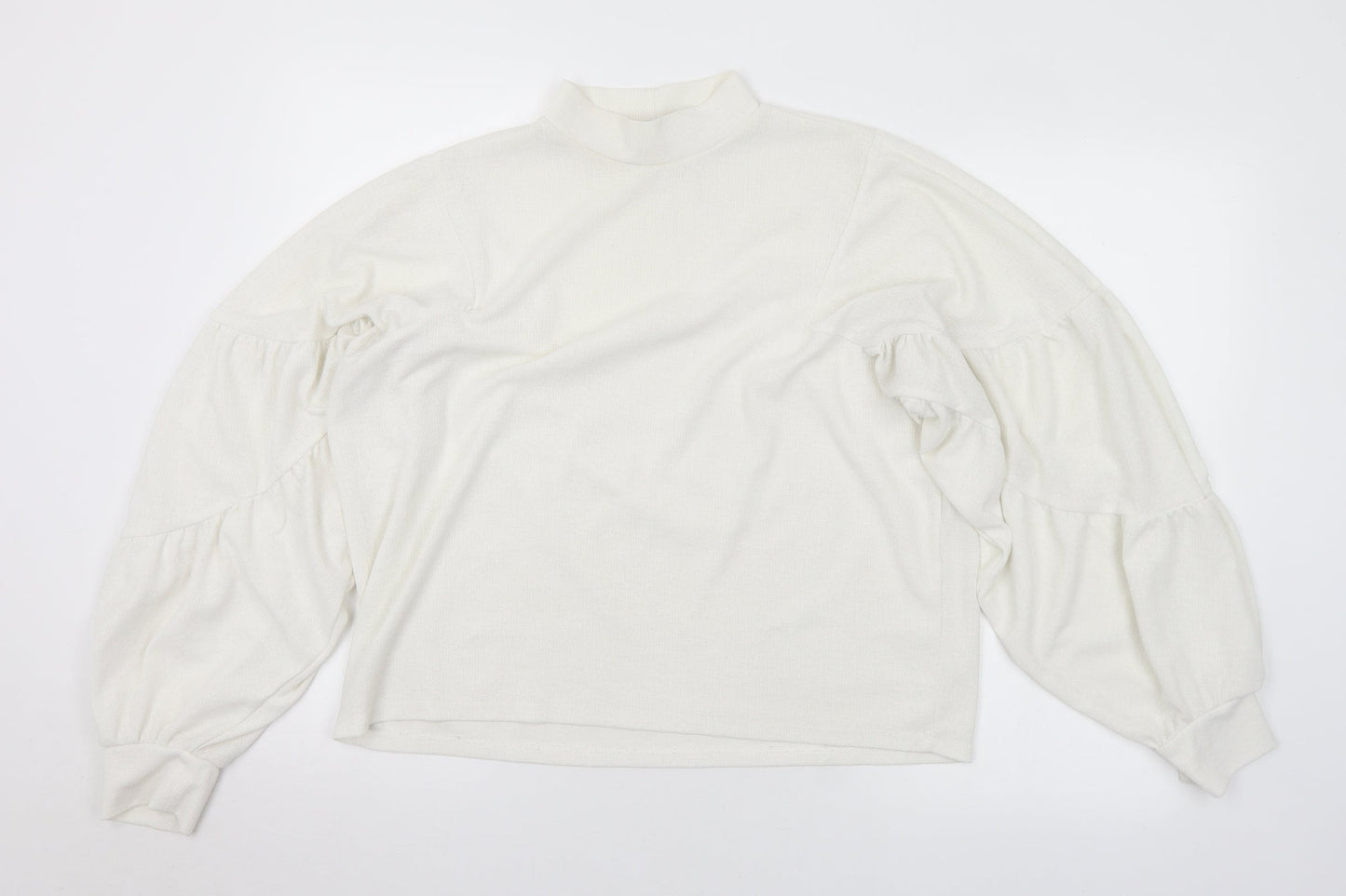 Zara Womens White Polyester Basic Blouse Size M Mock Neck