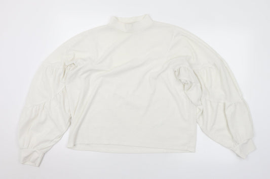Zara Womens White Polyester Basic Blouse Size M Mock Neck
