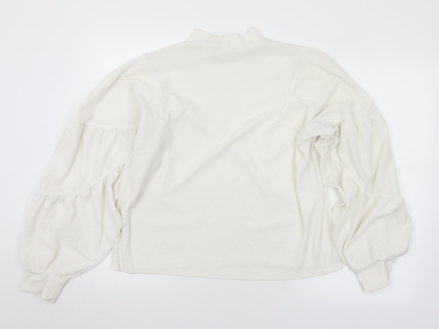 Zara Womens White Polyester Basic Blouse Size M Mock Neck