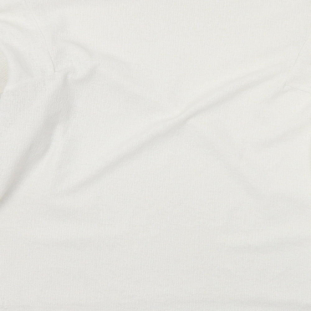 Zara Womens White Polyester Basic Blouse Size M Mock Neck