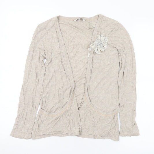 New Look Womens Beige V-Neck Viscose Cardigan Jumper Size 10