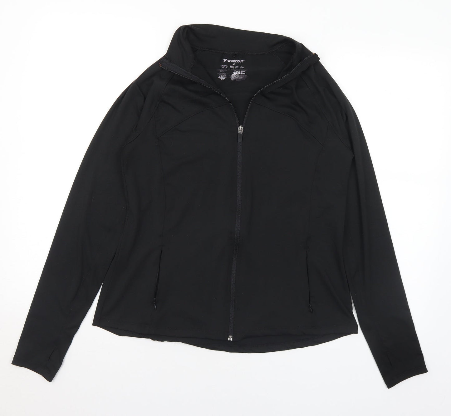 Workout Womens Black Jacket Size 12 Zip - 12-14