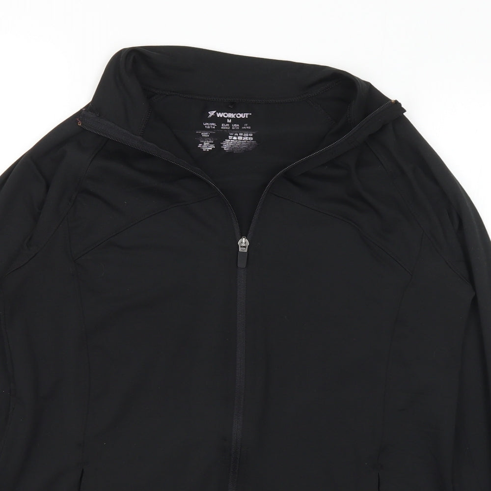 Workout Womens Black Jacket Size 12 Zip - 12-14