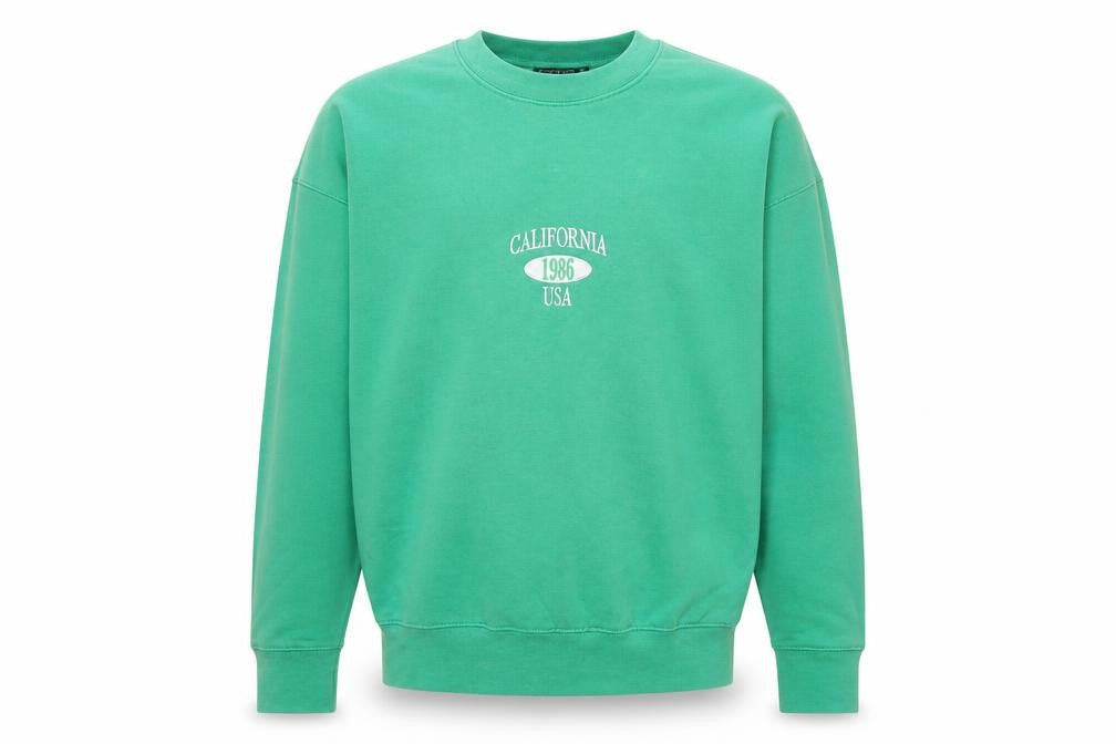 PRETTYLITTLETHING Mens Green Polyester Pullover Sweatshirt Size M - California